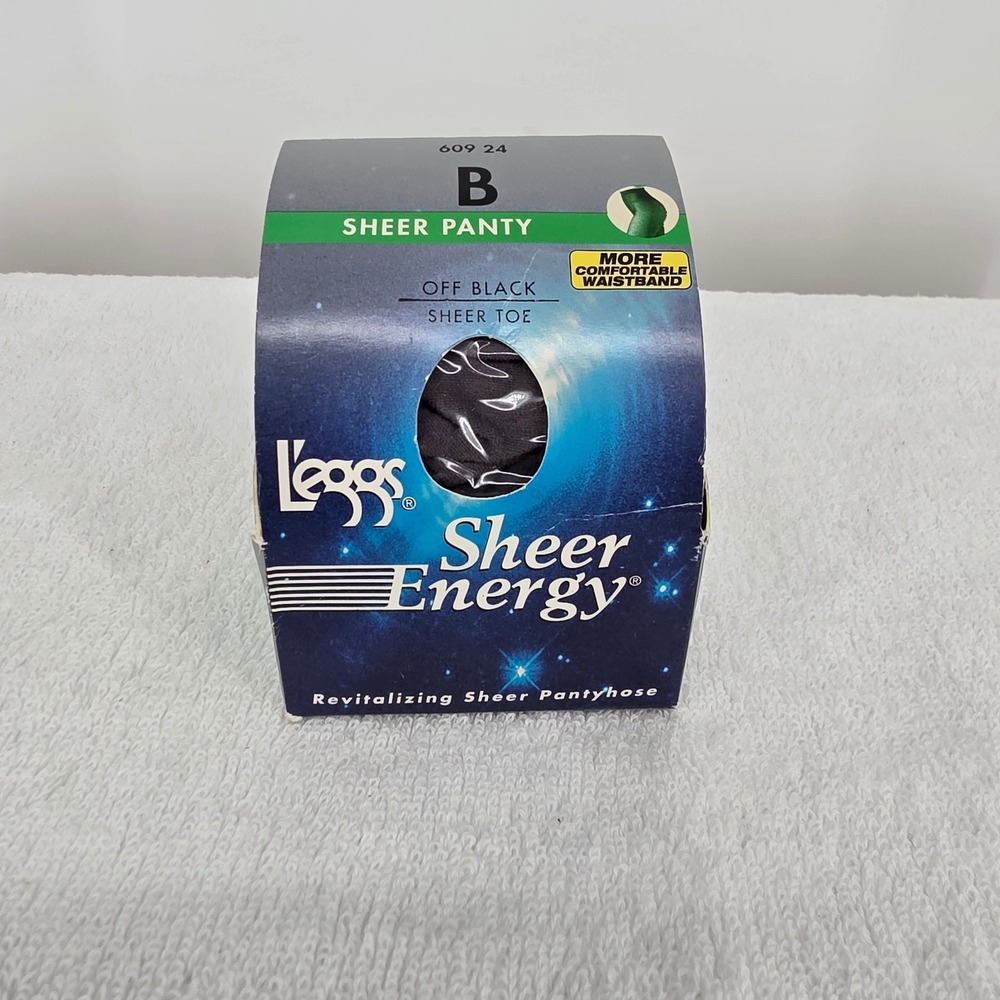 Leggs Sheer Energy Revitalizing Pantyhose Off Black Size B Sheer Toe 609 24 - Picture 1 of 3